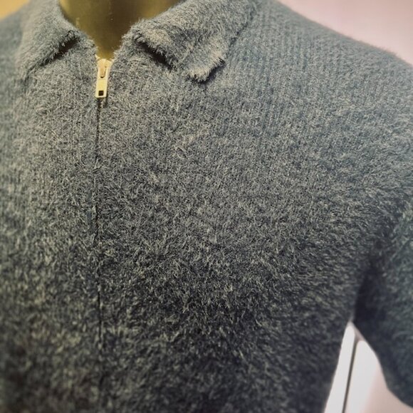 SOFT TEXTURED ZIP UP COLLARD SHIRT - Picture 2 of 5